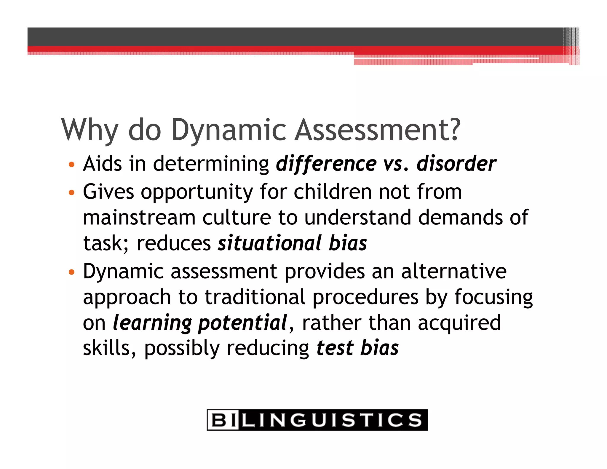 Using Dynamic Assessment in Differential Diagnoses of Culturally and ...