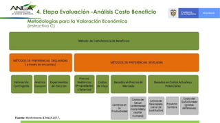 Fuente: MinAmbiente & ANLA 2017.
Metodologías para la Valoración Económica
(Instructivo C)
4. Etapa Evaluación -Análisis Costo Beneficio
 