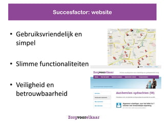 Succesfactor: website



? Gebruiksvriendelijk en
  simpel

? Slimme functionaliteiten

? Veiligheid en
  betrouwbaarheid
 