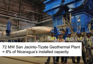 72 MW San Jacinto-Tizate Geothermal Plant
= 8% of Nicaragua’s installed capacity

 