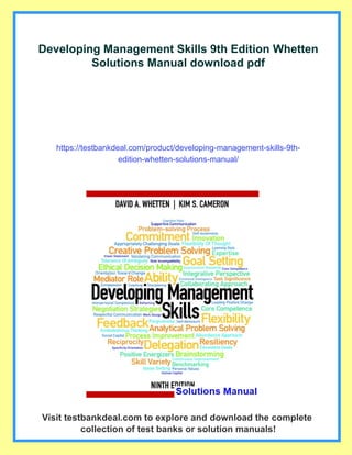 Developing Management Skills 9th Edition Whetten Solutions Manual | PDF
