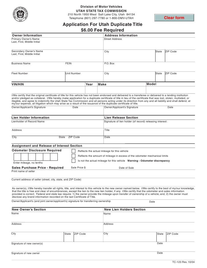 tax utah gov forms current tc tc 123 utah lost title form