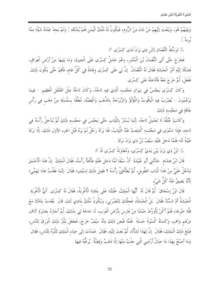 ‫ﺴ ﺮة ﻨﺒﻮﯾﺔ ﻟ ﻦ ھﺸ م‬
                                                                                                                        ‫اﻟ ﱢﯿ َ ُ اﻟ ﱠ َ ِﱠ ُ ِﺎﺑْ ِ ِ َﺎ ٍ‬


‫ﻭ‪‬ﻳ‪‬ﻠ‪‬ﻴ‪ ‬ﻢ‪ ‬ﻮ‪ ،‬ﻭ‪‬ﻳ‪‬ﺒ‪‬ﻌ‪‬ﺚﹶ ﺇﻟﹶﻴ‪‬ﻬﹺﻢ‪ ‬ﻣ‪‬ﻦ‪ ‬ﺷ‪‬ﺎﺀَ ﻣ‪‬ﻦ‪ ‬ﺍﻟ ‪‬ﻭﻡﹺ، ﻓﹶﻴ‪ ‬ﹸﻮ ﹸ ﻟﹶ ‪ ‬ﻠﹾ ‪ ‬ﺍﻟﹾﻴ‪‬ﻤ‪‬ﻦﹺ ﻓﹶﻠﹶﻢ‪ ‬ﺸ‪‬ﻜ‪‬ﻪ‪ ) ‬ﻭ‪‬ﻟﹶﻢ‪ ‬ﻳ‪‬ﺠﹺﺪ‪ ‬ﻋ‪‬ﻨ‪‬ﺪ‪  ‬ﺷ‪‬ﻴ‪‬ﺌﹰﺎ ﻣ‪ ‬ﺎ‬
 ‫ﻤ‬            ‫ﻩ‬                              ‫ﻳ‬                  ‫ﻜ ﻥ ﻪﻣﻚ‬                  ‫ﺮ‬                                            ‫ﻬ ﻫ‬
                                                                                                                                             ‫‪‬ﺮﹺﻳ ‪.( ‬‬
                                                                                                                                                ‫ﻳ ﺪ‬
                                                                        ‫& ﺗ‪‬ﻮ‪  ‬ﹸ ﺍﻟ‪‬ﻌ‪‬ﻤ‪‬ﺎﻥ‪ ‬ﻟ‪‬ﺎﺑ‪‬ﻦﹺ ﺫ‪‬ﻱ ﻳ‪‬ﺰ‪‬ﻥﹶ ﻟﹶﺪ‪‬ﻯ ﻛ‪‬ﺴ‪‬ﺮ‪‬ﻯ #‬
                                                                                                                  ‫ﺳﻂ ﻨ‬
‫ﻓﹶﺨ‪‬ﺮ‪‬ﺝ‪ ‬ﺣ‪‬ﻰ ﺃﹶﺗ‪‬ﻰ ﺍﻟ‪‬ﻌ‪‬ﻤ‪‬ﺎﻥﹶ ﺑ‪‬ﻦ‪ ‬ﺍﻟﹾ ‪‬ﻨ‪‬ﺬ‪‬ﺭﹺ، ﻭ‪ ‬ﻮ‪ ‬ﻋ‪‬ﺎﻣ‪ ‬ﹸ ﻛ‪‬ﺴ‪‬ﺮ‪‬ﻯ ﻋ‪‬ﻠﹶﻰ ﺍﻟﹾﺤ‪‬ﲑ‪‬ﺓ‪ ،‬ﻭ‪‬ﻣ‪‬ﺎ ﻳ‪‬ﻠ‪‬ﻴﻬ‪‬ﺎ ﻣ‪‬ﻦ‪ ‬ﺃﹶﺭ‪‬ﺽﹺ ﺍﻟﹾﻌ‪‬ﺮ‪‬ﺍﻕﹺ،‬
                                                                ‫ﻞ‬         ‫ﻫ‬           ‫ﻤ‬                 ‫ﻨ‬          ‫ﺘ‬
‫ﻓﹶﺸ‪‬ﻜﹶﺎ ﺇﻟﹶﻴ‪‬ﻪ‪ ‬ﺃﹶﻣ‪‬ﺮ‪ ‬ﺍﻟﹾﺤ‪‬ﺒ‪‬ﺸ‪‬ﺔ‪ ‬ﻓﹶﻘﹶﺎﻝﹶ ﻟﹶ ‪ ‬ﺍﻟ‪‬ﻌ‪‬ﻤ‪‬ﺎ ﹸ: ﺇ ﱠ ﻟ‪‬ﻲ ﻋ‪‬ﻠﹶﻰ ﻛ‪‬ﺴ‪‬ﺮ‪‬ﻯ ﻭﹺﻓﹶﺎﺩ‪‬ﺓﹰ ﻓ‪‬ﻲ ﹸ ﱢ ﻋ‪‬ﺎﻡﹴ، ﻓﹶﺄﹶﻗ‪‬ﻢ‪ ‬ﺣ‪‬ﻰ ﻳ‪ ‬ﹸﻮﻥﹶ ﺫﹶﻟ‪‬ﻚ‪.‬‬
           ‫ﺘ ﻜ‬                       ‫ﻛﻞ‬                                  ‫ﻪ ﻨ ﻥ ﻥ‬
                                                                                        ‫ﻓﹶﻔﻌ‪‬ﻞﹶ، ﹸ ‪ ‬ﺧ‪‬ﺮ‪‬ﺝ‪ ‬ﻣ‪‬ﻌ‪  ‬ﻓﹶﺄﹶﺩ‪‬ﺧ‪‬ﻠﹶ ‪ ‬ﻋ‪‬ﻠﹶﻰ ﻛ‪‬ﺴ‪‬ﺮ‪‬ﻯ.‬
                                                                                                       ‫ﻪ‬            ‫ﻪ‬             ‫ﹶ ﺛﻢ‬
‫ﻭ‪‬ﻛﹶﺎﻥﹶ ﻛ‪‬ﺴ‪‬ﺮ‪‬ﻯ ﻳ‪‬ﺠ‪‬ﻠ‪  ‬ﻓ‪‬ﻲ ﺇﻳﻮ‪‬ﺍﻥ‪ ‬ﻣ‪‬ﺠ‪‬ﻠ‪‬ﺴِﻪ‪ ‬ﺍﱠﺬ‪‬ﻱ ﻓ‪‬ﻴﻪ‪ ‬ﺗ‪‬ﺎ ‪ ، ‬ﻭ‪‬ﻛﹶﺎﻥﹶ ﺗ‪‬ﺎ ‪  ‬ﻣ‪‬ﺜﹾﻞﹶ ﺍﻟﻘﹶﻨ‪‬ﻘﹶﻞﹺ ﺍﻟﹾﻌ‪‬ﻈ‪‬ﻴﻢﹺ - ﻓ‪‬ﻴﻤ‪‬ﺎ‬
                                      ‫ﺟﻪ‬               ‫ﺟﻪ‬               ‫ﻟ‬                         ‫ﺲ‬
‫ﻳ‪‬ﺰ‪  ‬ﻮﻥﹶ - ‪‬ﻀ‪‬ﺮ‪  ‬ﻓ‪‬ﻴﻪ‪ ‬ﺍﻟﹾﻴ‪‬ﺎﹸﻮ ‪ ‬ﻭ‪‬ﺍﻟﱡﺆ‪‬ﹸ ‪ ‬ﻭ‪‬ﺍﻟ ‪‬ﺑ‪‬ﺮ‪‬ﺟ‪  ‬ﺑﹺﺎﻟ ﱠﻫ‪‬ﺐﹺ ﻭ‪‬ﺍﻟﹾﻔ ‪‬ﺔ‪ ،‬ﻌ‪‬ﱠﻘﹰﺎ ﺑﹺﺴ‪‬ﻠﹾﺴ‪‬ﻠﹶﺔ‪ ‬ﻣ‪‬ﻦ‪ ‬ﺫﹶﻫ‪‬ﺐﹴ ﻓ‪‬ﻲ ﺭ‪‬ﺃﹾﺱﹺ‬
                                       ‫‪‬ﻀ ﻣ ﻠ‬               ‫ﻗ ﺕ ﻠ ﻟﺆ ﺰ ﺪ ﺬ‬                                    ‫ﻳ ﺏ‬          ‫ﻋﻤ‬
                                                                                                                   ‫ﻃﹶﺎﻗﹶﺔ‪ ‬ﻓ‪‬ﻲ ﻣ‪‬ﺠ‪‬ﻠ‪‬ﺴِﻪ‪ ‬ﺫﹶﻟ‪‬ﻚ‪.‬‬
‫ﻭ‪‬ﻛﹶﺎﻧ‪‬ﺖ‪  ‬ﹸ ‪ ‬ﻟﹶﺎ ﺗ‪‬ﺤ‪‬ﻤ‪ ‬ﹸ ﺗ‪‬ﺎﺟ‪ ، ‬ﺇ‪‬ﻤ‪‬ﺎ ‪‬ﺴ‪‬ﺘ‪  ‬ﺑﹺﺎﻟﱢﻴ‪‬ﺎﺏﹺ ﺣ‪‬ﻰ ﻳ‪‬ﺠ‪‬ﻠ‪‬ﺲ‪ ‬ﻓ‪‬ﻲ ﻣ‪‬ﺠ‪‬ﻠ‪‬ﺴِﻪ‪ ‬ﺫﹶﻟ‪‬ﻚ‪ ‬ﹸ ‪ ‬ﺪ‪‬ﺧ‪ ‬ﹸ ﺭ‪‬ﺃﹾﺳ‪  ‬ﻓ‪‬ﻲ‬
    ‫ﺛﻢ ﻳ ﻞ ﻪ‬                                             ‫ﺘ‬        ‫ﻞ ﻪ ﻧ ﻳ ﺮ ﺜ‬                               ‫ﻋﻨﻘﻪ‬
‫ﺗ‪‬ﺎﺟﹺﻪ‪ ،‬ﻓﹶﺈﹺﺫﹶﺍ ﺍﺳ‪‬ﺘ‪‬ﻮ‪‬ﻯ ﻓ‪‬ﻲ ﻣ‪‬ﺠ‪‬ﻠ‪‬ﺴِﻪ‪ ‬ﹸﺸ‪‬ﻔﹶﺖ‪ ‬ﻋ‪‬ﻨ‪  ‬ﺍﻟﱢﻴ‪‬ﺎ ‪ ،‬ﻓﹶﻠﹶﺎ ﻳ‪‬ﺮ‪‬ﺍ ‪ ‬ﺭ‪  ‬ﹲ ﻟﹶﻢ‪ ‬ﻳ‪‬ﺮ‪  ‬ﻗﹶﺒ‪‬ﻞﹶ ﺍﳉﺰﺀ ﺍﻷﻭﻝ ﺫﹶﻟ‪‬ﻚ‪ ،‬ﺇﱠﺎ ﺑ‪‬ﺮ‪ ‬ﻙ‪‬‬
         ‫ﻟ‬                           ‫ﻩ‬           ‫ﻩ ﺟﻞ‬                  ‫ﻪ ﺜﺏ‬                  ‫ﻛ‬
                                                                               ‫ﻫ‪‬ﻴ‪‬ﺒ‪‬ﺔﹰ ﻟﹶ ‪‬؛ ﻓﹶﻠﹶ ‪‬ﺎ ﺩ‪‬ﺧ‪‬ﻞﹶ ﻋ‪‬ﻠﹶﻴ‪‬ﻪ‪ ‬ﺳ‪‬ﻴ‪  ‬ﺑ‪  ‬ﺫ‪‬ﻱ ﻳ‪‬ﺰ‪‬ﻥﹶ ﺑ‪‬ﺮ‪‬ﻙ‪.‬‬
                                                                                                  ‫ﻒ ﻦ‬                          ‫ﻪ ﻤ‬
                                                            ‫& ﺍﺑ‪  ‬ﺫ‪‬ﻱ ﻳ‪‬ﺰ‪‬ﻥﹶ ﺑ‪‬ﻴ‪‬ﻦ‪ ‬ﻳ‪‬ﺪ‪‬ﻱ‪ ‬ﻛ‪‬ﺴ‪‬ﺮ‪‬ﻯ، ﻭ‪ ‬ﻌ‪‬ﺎﻭ‪‬ﻧ‪ ‬ﹸ ﻛ‪‬ﺴ‪‬ﺮ‪‬ﻯ ﻟﹶ ‪# ‬‬
                                                              ‫ﻪ‬            ‫ﻣ ﺔ‬                                             ‫ﻦ‬
‫ﻗﹶﺎﻝﹶ ﺍﺑ‪  ‬ﻫ‪‬ﺸ‪‬ﺎﻡﹴ: ﺣ‪ ‬ﺛﹶﻨﹺﻲ ﺃﹶ‪‬ﻮ ‪‬ﺒ‪‬ﻴ‪‬ﺪ‪‬ﺓﹶ: ﺃﹶ ﱠ ﺳ‪‬ﻴ‪‬ﻔﹰﺎ ﻟﹶ ‪‬ﺎ ﺩ‪‬ﺧ‪‬ﻞﹶ ﻋ‪‬ﻠﹶﻴ‪‬ﻪ‪ ‬ﻃﹶﺄﹾﻃﹶﺄﹶ ﺭ‪‬ﺃﹾﺳ‪ ، ‬ﻓﹶﻘﹶﺎﻝﹶ ﺍﻟﹾﻤ‪‬ﻠ‪ : ‬ﺇ ﱠ ﻫ‪‬ﺬﹶﺍ ﺍﻟﹾﺄﹶﺣ‪‬ﻤ‪‬ﻖ‪‬‬
                  ‫ﻚ ﻥ‬                     ‫ﻪ‬                                  ‫ﻤ‬            ‫ﻥ‬             ‫ﺪ ﺑ ﻋ‬                     ‫ﻦ‬
‫ﻳ‪‬ﺪ‪  ‬ﹸ ﻋ‪‬ﻠﹶ ‪ ‬ﻣ‪‬ﻦ‪ ‬ﻫ‪‬ﺬﹶﺍ ﺍﻟﹾﺒ‪‬ﺎﺏﹺ ﺍﻟ ﱠﻮﹺﻳﻞﹺ، ﹸ ‪ ‬ﻄﹶﺄﹾﻃ‪ ‬ﹸ ﺭ‪‬ﺃﹾﺳ‪  ‬؟ ﻓﹶﻘ‪‬ﻴﻞﹶ ﺫﹶﻟ‪‬ﻚ‪ ‬ﻟ‪‬ﺴ‪‬ﻴ‪‬ﻒ‪‬؛ ﻓﹶﻘﹶﺎﻝﹶ: ﺇ‪‬ﻤ‪‬ﺎ ﻓﹶﻌ‪‬ﻠﹾ ‪ ‬ﻫ‪‬ﺬﹶﺍ ﻟ‪‬ﻬ‪ ‬ﻲ؛‬
  ‫ﻤ‬            ‫ﺖ‬           ‫ﻧ‬                                      ‫ﺛﻢ ﻳ ﺊ ﻪ‬                     ‫ﻄ‬                        ‫ﺧﻞ ﻲ‬
                                                                                                                ‫ﻟ‪‬ﺄﹶ‪  ‬ﻳ‪‬ﻀ‪‬ﻴ ‪ ‬ﻋ‪‬ﻨ‪  ‬ﹸ ﱡ ﺷ‪‬ﻲ‪‬ﺀٍ.‬
                                                                                                                        ‫ﻧﻪ ﻖ ﻪ ﻛﻞ‬
‫ﻗﹶﺎﻝﹶ ﺍﺑ‪  ‬ﺇﺳ‪‬ﺤ‪‬ﺎﻕ‪ :‬ﹸ ‪ ‬ﻗﹶﺎﻝﹶ ﻟﹶ ‪ :‬ﺃﹶ‪‬ﻬ‪‬ﺎ ﺍﻟﹾﻤ‪‬ﻠ‪ ، ‬ﻏﹶﻠﹶﺒ‪‬ﺘ‪‬ﻨ‪‬ﺎ ﻋ‪‬ﻠﹶﻰ ﺑﹺﻠﹶﺎﺩ‪‬ﻧ‪‬ﺎ ﺍﻟﹾﺄﹶﻏﹾﺮﹺﺑ‪ ‬ﹸ، ﻓﹶﻘﹶﺎﻝﹶ ﻟﹶ ‪ ‬ﻛ‪‬ﺴ‪‬ﺮ‪‬ﻯ: ﺃﹶ ‪ ‬ﺍﻟﹾﺄﹶﻏﹾﺮﹺﺑ‪‬ﺔ‪:‬‬
               ‫ﻱ‬             ‫ﻪ‬             ‫ﺔ‬                                           ‫ﻚ‬            ‫ﻪ ﻳ‬             ‫ﺛﻢ‬            ‫ﻦ‬
‫ﺍﻟﹾﺤ‪‬ﺒ‪‬ﺸ‪ ‬ﹸ ﺃﹶﻡ‪ ‬ﺍﻟ ‪‬ﻨ‪  ‬ﻓﹶﻘﹶﺎﻝﹶ: ﺑ‪‬ﻞﹾ ﺍﻟﹾﺤ‪‬ﺒ‪‬ﺸ‪ ‬ﹸ، ﻓﹶﺠﹺﺌﹾ‪‬ﻚ‪ ‬ﻟ‪‬ﺘ‪‬ﻨ‪ ‬ﺮ‪‬ﻧﹺﻲ، ﻭ‪‬ﻳ‪ ‬ﹸﻮ ﹸ ‪‬ﻠﹾ ‪ ‬ﺑﹺﻠﹶﺎﺩ‪‬ﻱ ﻟﹶﻚ‪ ،‬ﻗﹶﺎﻝﹶ: ﺑ‪ ‬ﺪ‪‬ﺕ‪ ‬ﺑﹺﻠﹶﺎ ‪‬ﻙ‪ ‬ﻣ‪‬ﻊ‪‬‬
       ‫ﺩ‬           ‫ﻌ‬                          ‫ﻜ ﻥ ﻣﻚ‬                ‫ﺼ‬          ‫ﺘ‬        ‫ﺔ‬                         ‫ﺔ ﺴﺪ‬
‫ﻗ‪‬ﱠﺔ‪ ‬ﺧ‪‬ﻴ‪‬ﺮﹺﻫ‪‬ﺎ، ﻓﹶﻠﹶﻢ‪ ‬ﺃﹶ ﹸﻦ‪ ‬ﻟ‪‬ﹸﻭ‪ ‬ﻁﹶ ﺟ‪‬ﻴ‪‬ﺸ‪‬ﺎ ﻣ‪‬ﻦ‪ ‬ﻓﹶﺎﺭﹺﺱ‪ ‬ﺑﹺﺄﹶﺭ‪‬ﺽﹺ ﺍﻟﹾﻌ‪‬ﺮ‪‬ﺏﹺ، ﻟﹶﺎ ﺣ‪‬ﺎﺟ‪‬ﺔﹶ ﻟ‪‬ﻲ ﺑﹺﺬﹶﻟ‪‬ﻚ‪ ،‬ﹸ ‪ ‬ﺃﹶﺟ‪‬ﺎﺯ‪  ‬ﺑﹺﻌ‪‬ﺸ‪‬ﺮ‪‬ﺓ‪ ‬ﺁﻟﹶﺎ ﻑ‪‬‬
                   ‫ﺛﻢ ﻩ‬                                                                               ‫ﻛ ﺄﺭ‬                               ‫ﻠ‬
‫ﺩ‪‬ﺭ‪‬ﻫ‪‬ﻢﹴ ﻭ‪‬ﺍﻑ‪ ،‬ﻭ‪‬ﻛﹶﺴ‪‬ﺎ ‪ ‬ﹸﺴ‪‬ﻮ‪‬ﺓﹰ ﺣ‪‬ﺴ‪‬ﻨ‪‬ﺔﹰ. ﻓﹶﻠﹶ ‪‬ﺎ ﻗﹶﺒ‪‬ﺾ‪ ‬ﺫﹶﻟ‪‬ﻚ‪ ‬ﻣ‪‬ﻨ‪  ‬ﺳ‪‬ﻴ‪  ‬ﺧ‪‬ﺮ‪‬ﺝ‪ ،‬ﻓﹶﺠ‪‬ﻌ‪‬ﻞﹶ ﻳ‪‬ﻨ‪‬ﹸ ‪ ‬ﺫﹶﻟ‪‬ﻚ‪ ‬ﺍﻟﹾﻮ‪‬ﺭﹺﻕ‪ ‬ﻟ‪‬ﻠ‪‬ﺎﺱﹺ،‬
    ‫ﻨ‬                     ‫ﺜﺮ‬                       ‫ﻪ ﻒ‬                          ‫ﻤ‬                      ‫ﻩﻛ‬
‫ﻓﹶﺒ‪‬ﻠﹶﻎﹶ ﺫﹶﻟ‪‬ﻚ‪ ‬ﺍﻟﹾﻤ‪‬ﻠ‪‬ﻚ‪ ،‬ﻓﹶﻘﹶﺎﻝﹶ: ﺇ ﱠ ﻟ‪‬ﻬ‪‬ﺬﹶﺍ ﻟﹶﺸ‪‬ﺄﹾﻧ‪‬ﺎ، ﹸ ‪ ‬ﺑ‪‬ﻌ‪‬ﺚﹶ ﺇﻟﹶﻴ‪‬ﻪ‪ ،‬ﻓﹶﻘﹶﺎﻝﹶ: ﻋ‪‬ﻤ‪‬ﺪ‪‬ﺕ‪ ‬ﺇﻟﹶﻰ ﺣ‪‬ﺒ‪‬ﺎﺀِ ﺍﻟﹾﻤ‪‬ﻠ‪‬ﻚ‪ ‬ﺗ‪‬ﻨ‪‬ﹸ ‪  ‬ﻟ‪‬ﻠ‪‬ﺎﺱﹺ، ﻓﹶﻘﹶﺎﻝﹶ :‬
              ‫ﺜﺮﻩ ﻨ‬                                                                   ‫ﺛﻢ‬                     ‫ﻥ‬
                                        ‫ﻭ‪‬ﻣ‪‬ﺎ ﺃﹶﺻ‪‬ﻨ‪  ‬ﺑﹺﻬ‪‬ﺬﹶﺍ ﻣ‪‬ﺎ ﺟﹺﺒ‪‬ﺎ ﹸ ﺃﹶﺭ‪‬ﺿ‪‬ﻲ ﺍﱠﺘ‪‬ﻲ ﺟﹺﺌﹾ ‪ ‬ﻣ‪‬ﻨ‪‬ﻬ‪‬ﺎ ﺇﱠﺎ ﺫﹶﻫ‪  ‬ﻭ‪‬ﻓ‪  ‬ﹲ: ‪‬ﺮ‪ ‬ﱢ‪  ‬ﻓ‪‬ﻴﻬ‪‬ﺎ.‬
                                                ‫ﻟ ﺐ ﻀﺔ ﻳ ﻏﺒﻪ‬                          ‫ﺖ‬         ‫ﻟ‬          ‫ﻝ‬                   ‫ﻊ‬



                                                                        ‫25‬
 