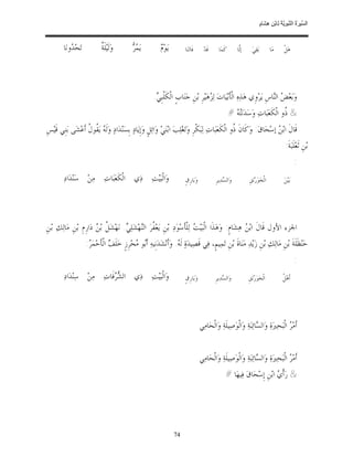 ‫ﺴ ﺮة ﻨﺒﻮﯾﺔ ﻟ ﻦ ھﺸ م‬
                                                                                                                                  ‫اﻟ ﱢﯿ َ ُ اﻟ ﱠ َ ِﱠ ُ ِﺎﺑْ ِ ِ َﺎ ٍ‬


         ‫ﺗ‪‬ﺤ‪ ‬ﻭﻧ‪‬ﺎ‬
             ‫ﺪ‬                ‫ﺔ‬
                              ‫ﻭ‪‬ﻟﹶﻴ‪‬ﻠﹶ ﹲ‬        ‫ﻤﺮ‬
                                                ‫ﻳ‪  ‬‬          ‫ﻡ‬
                                                                ‫ﻳ‪‬ﻮ‪ ‬‬        ‫ﻓﹶﺎﺗ‪‬ﻨ‪‬ﺎ‬      ‫ﻗﹶﺪ‪‬‬     ‫ﻛﹶﻤ‪‬ﺎ‬       ‫ﺇﱠﺎ‬
                                                                                                                  ‫ﻟ‬      ‫ﺑ‪‬ﻘ‪‬ﻲ‪‬‬          ‫ﻣ‪‬ﺎ‬        ‫ﻫ‪‬ﻞﹾ‬




                                                            ‫ﻭ‪‬ﺑ‪‬ﻌ‪  ‬ﺍﻟ‪‬ﺎﺱﹺ ﻳ‪‬ﺮ‪‬ﻭﹺﻱ ﻫ‪‬ﺬ‪‬ﻩ‪ ‬ﺍﻟﹾﺄﹶﺑ‪‬ﻴ‪‬ﺎﺕ‪ ‬ﻟ‪ ‬ﻫ‪‬ﻴ‪‬ﺮﹺ ﺑ‪‬ﻦﹺ ﺟ‪‬ﻨ‪‬ﺎﺏﹴ ﺍﻟﹾﻜﻠﹾﺒﹺ ‪.‬‬
                                                             ‫ﹶﻲ‬                            ‫ﺰ‬                                   ‫ﺾ ﻨ‬
                                                                                                             ‫& ﹸﻭ ﺍﻟﹾﻜﹶﻌ‪‬ﺒ‪‬ﺎﺕ‪ ‬ﻭ‪‬ﺳ‪‬ﺪ‪‬ﻧ‪#  ‬‬
                                                                                                               ‫ﺘﻪ‬                        ‫ﺫ‬
‫ﻗﹶﺎﻝﹶ ﺍﺑ‪  ‬ﺇﺳ‪‬ﺤ‪‬ﺎﻕ‪ :‬ﻭ‪‬ﻛﹶﺎﻥﹶ ﹸﻭ ﺍﻟﹾﻜﹶﻌ‪‬ﺒ‪‬ﺎﺕ‪ ‬ﻟ‪‬ﺒ‪‬ﻜﹾﺮﹺ ﻭ‪‬ﺗ‪‬ﻐ‪‬ﻠ‪‬ﺐ‪ ‬ﺍﺑ‪‬ﻨ‪‬ﻲ‪ ‬ﻭ‪‬ﺍ‪‬ﺋﻞﹴ ﻭ‪‬ﺇﹺﻳ‪‬ﺎﺩ‪ ‬ﺑﹺﺴ‪‬ﻨ‪‬ﺪ‪‬ﺍﺩ‪ ‬ﻭ‪‬ﻟﹶ ‪ ‬ﻳ‪ ‬ﹸﻮ ﹸ ﺃﹶﻋ‪‬ﺸ‪‬ﻰ ﺑ‪‬ﻨﹺﻲ ﻗﹶﻴ‪‬ﺲﹺ‬
                     ‫ﻪ ﻘﻝ‬                                                                                   ‫ﺫ‬                   ‫ﻦ‬
                                                                                                                                                    ‫ﺑ‪‬ﻦﹺ ﺛﹶﻌ‪‬ﻠﹶﺒ‪‬ﺔﹶ:‬
                                                                                                                                                            ‫:‬
         ‫ﻭ‪‬ﺍﻟﹾﺒ‪‬ﻴ‪‬ﺖ‪ ‬ﺫ‪‬ﻱ ﺍﻟﹾﻜﹶﻌ‪‬ﺒ‪‬ﺎﺕ‪ ‬ﻣ‪‬ﻦ‪ ‬ﺳ‪‬ﻨ‪‬ﺪ‪‬ﺍﺩ‪‬‬                          ‫ﻭ‪‬ﺑ‪‬ﺎﺭﹺﻕﹴ‬            ‫ﻭ‪‬ﺍﻟ ‪‬ﺪ‪‬ﻳﺮﹺ‬
                                                                                                        ‫ﺴ‬               ‫ﺍﻟﹾﺨ‪‬ﻮ‪‬ﺭ‪‬ﻧ‪‬ﻖﹺ‬              ‫ﺑ‪‬ﻴ‪‬ﻦ‪‬‬




‫ﺍﳉﺰﺀ ﺍﻷﻭﻝ ﻗﹶﺎﻝﹶ ﺍﺑ‪  ‬ﻫ‪‬ﺸ‪‬ﺎﻡﹴ: ﻭ‪‬ﻫ‪‬ﺬﹶﺍ ﺍﻟﹾﺒ‪‬ﻴ‪  ‬ﻟ‪‬ﻠﹾﺄﹶﺳ‪‬ﻮ‪‬ﺩ‪ ‬ﺑ‪‬ﻦﹺ ﻳ‪‬ﻌ‪ ‬ﹸﺮ‪ ‬ﺍﻟ‪‬ﻬ‪‬ﺸ‪‬ﻠ‪ . ‬ﻧ‪‬ﻬ‪‬ﺸ‪ ‬ﹸ ﺑ‪  ‬ﺩ‪‬ﺍﺭﹺﻡﹺ ﺑ‪‬ﻦﹺ ﻣ‪‬ﺎﻟ‪‬ﻚ‪ ‬ﺑ‪‬ﻦﹺ‬
                          ‫ﻞ ﻦ‬            ‫ﻔ ﻨ ﻲ‬                                  ‫ﺖ‬                          ‫ﻦ‬
                      ‫ﺣ‪‬ﻨ‪‬ﻈﹶﻠﹶﺔﹶ ﺑ‪‬ﻦﹺ ﻣ‪‬ﺎﻟ‪‬ﻚ‪ ‬ﺑ‪‬ﻦﹺ ﺯ‪‬ﻳ‪‬ﺪ‪ ‬ﻣ‪‬ﻨ‪‬ﺎﺓﹶ ﺑ‪‬ﻦﹺ ﺗ‪‬ﻤ‪‬ﻴﻢﹴ، ﻓ‪‬ﻲ ﻗﹶﺼ‪‬ﻴﺪ‪‬ﺓ‪ ‬ﻟﹶ ‪ .‬ﻭ‪‬ﺃﹶﻧ‪‬ﺸ‪‬ﺪ‪‬ﻧﹺﻴﻪ‪ ‬ﺃﹶ‪‬ﻮ ‪‬ﺤ‪‬ﺮﹺﺯﹴ ﺧ‪‬ﻠﹶ ‪ ‬ﺍﻟﹾﺄﹶﺣ‪‬ﻤ‪: ‬‬
                       ‫ﺮ‬           ‫ﻒ‬            ‫ﺑ ﻣ‬                     ‫ﻪ‬
                                                                                                                                                            ‫:‬
         ‫ﻭ‪‬ﺍﻟﹾﺒ‪‬ﻴ‪‬ﺖ‪ ‬ﺫ‪‬ﻱ ﺍﻟ ‪ ‬ﻓﹶﺎﺕ‪ ‬ﻣ‪‬ﻦ‪ ‬ﺳ‪‬ﻨ‪‬ﺪ‪‬ﺍﺩ‪‬‬
                             ‫ﺸﺮ‬                                               ‫ﻭ‪‬ﺑ‪‬ﺎﺭﹺﻕﹴ‬            ‫ﻭ‪‬ﺍﻟ ‪‬ﺪ‪‬ﻳﺮﹺ‬
                                                                                                        ‫ﺴ‬              ‫ﺍﻟﹾﺨ‪‬ﻮ‪‬ﺭ‪‬ﻧ‪‬ﻖﹺ‬               ‫ﻞ‬
                                                                                                                                                   ‫ﺃﹶﻫ‪ ‬ﹸ‬




                                                                                          ‫ﺃﹶﻣ‪  ‬ﺍﻟﹾﺒ‪‬ﺤ‪‬ﲑ‪‬ﺓ‪ ‬ﻭ‪‬ﺍﻟ ‪‬ﺎﺋ‪‬ﺒ‪‬ﺔ‪ ‬ﻭ‪‬ﺍﻟﹾﻮ‪‬ﺻ‪‬ﻴﻠﹶﺔ‪ ‬ﻭ‪‬ﺍﻟﹾﺤ‪‬ﺎﻣ‪‬ﻲ‬
                                                                                                                            ‫ﺴ‬                  ‫ﺮ‬


                                                                                          ‫ﺃﹶﻣ‪  ‬ﺍﻟﹾﺒ‪‬ﺤ‪‬ﲑ‪‬ﺓ‪ ‬ﻭ‪‬ﺍﻟ ‪‬ﺎﺋ‪‬ﺒ‪‬ﺔ‪ ‬ﻭ‪‬ﺍﻟﹾﻮ‪‬ﺻ‪‬ﻴﻠﹶﺔ‪ ‬ﻭ‪‬ﺍﻟﹾﺤ‪‬ﺎﻣ‪‬ﻲ‬
                                                                                                                            ‫ﺴ‬                  ‫ﺮ‬
                                                                                                          ‫& ﺭ‪‬ﺃﹾ ‪ ‬ﺍﺑ‪‬ﻦﹺ ﺇﹺﺳ‪‬ﺤ‪‬ﺎﻕ‪ ‬ﻓ‪‬ﻴﻬ‪‬ﺎ #‬
                                                                                                                                   ‫ﻱ‬




                                                                         ‫47‬
 
