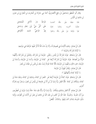 ‫ﺴ ﺮة ﻨﺒﻮﯾﺔ ﻟ ﻦ ھﺸ م‬
                                                                                                                                        ‫اﻟ ﱢﯿ َ ُ اﻟ ﱠ َ ِﱠ ُ ِﺎﺑْ ِ ِ َﺎ ٍ‬


‫ﻭ‪‬ﻗﹶﺎﻝﹶ ﺃﹶ‪‬ﻮ ﺍﻟﹾ ‪‬ﻄﹶ ‪‬ﺮﹺ ﺇﺳ‪‬ﻤ‪‬ﺎﻋ‪‬ﻴ ﹸ ﺑ‪  ‬ﺭ‪‬ﺍﻓ‪‬ﻊﹴ ﺍﻟﹾﺄﹶﻧ‪‬ﺼ‪‬ﺎﺭﹺ ‪ ،‬ﺃﹶﺣ‪  ‬ﺑ‪‬ﻨﹺﻲ ﺣ‪‬ﺎﺭﹺﺛﹶﺔﹶ ﺑ‪‬ﻦﹺ ﺍﻟﹾﺤ‪‬ﺎﺭﹺﺙ‪ ‬ﺑ‪‬ﻦﹺ ﺍﻟﹾﺨ‪‬ﺰ‪‬ﺭ‪‬ﺝﹺ ﺑ‪‬ﻦﹺ ﻋ‪‬ﻤ‪‬ﺮﹺﻭ‬
                                                              ‫ﻱ ﺪ‬                            ‫ﻞ ﻦ‬                ‫ﺑ ﻤ ﻬ‬
                                                                                                                                       ‫ﺑ‪‬ﻦﹺ ﻣ‪‬ﺎﻟ‪‬ﻚ‪ ‬ﺑ‪‬ﻦﹺ ﺍﻟﹾﺄﹶﻭ‪‬ﺱﹺ:‬
          ‫ﺍﻟﹾ ‪‬ﺘ‪‬ﺤ‪‬ﺎﻣ‪‬ﻞﹺ‬
                   ‫ﻤ‬            ‫ﺍﻟﹾﺂﻛ‪‬ﻞﹺ‬         ‫ﺩ‪‬ﺍﺭ‪‬‬        ‫ﺧ ﺔ‬
                                                              ‫‪‬ﺰ‪‬ﺍﻋ‪ ‬ﹸ‬           ‫ﺃﹶﺣ‪‬ﻤ‪‬ﺪ‪‬ﺕ‪‬‬             ‫ﻣ‪‬ﻜﺔﹶ‬
                                                                                                          ‫ﱠ‬              ‫ﺑ‪‬ﻄﹾﻦ‪‬‬         ‫ﻫ‪‬ﺒ‪‬ﻄﹾﻨ‪‬ﺎ‬        ‫ﻓﹶﻠﹶ ‪‬ﺎ‬
                                                                                                                                                          ‫ﻤ‬

          ‫ﻋ‪‬ﻠﹶﻰ ﹸ ﱢ ﺣ‪  ‬ﺑ‪‬ﻴ‪‬ﻦ‪ ‬ﻧ‪‬ﺠ‪‬ﺪ‪ ‬ﻭ‪‬ﺳ‪‬ﺎﺣ‪‬ﻞﹺ‬
                                  ‫ﻛﻞ ﻲ‬                                           ‫ﻗﹶﻨ‪‬ﺎﺑﹺﻠﹰﺎ‬           ‫ﻭ‪‬ﺷ‪‬ﺖ‪‬‬
                                                                                                        ‫ﺘ‬                     ‫ﺃﹶﻛﹶﺎﺭﹺﻳﺴ‪‬ﺎ‬              ‫ﻓﹶﺤ‪‬ﱠﺖ‪‬‬
                                                                                                                                                         ‫ﻠ‬

          ‫ﺍﻟﹾﻜﻮ‪‬ﺍﻫ‪‬ﻞﹺ‬
                 ‫ﹶ‬            ‫ﺷ‪‬ﺪ‪‬ﻳﺪ‪‬‬          ‫ﺧ ﻲ‬
                                               ‫‪‬ﺰ‪‬ﺍﻋ‪ ‬‬           ‫ﺰ‬
                                                                  ‫ﺑﹺﻌ‪ ‬‬         ‫ﻭ‪‬ﺍﺣ‪‬ﺘ‪‬ﺒ‪‬ﻮ‪‬ﺍ‬       ‫ﻣ‪‬ﻜﺔﹶ‬
                                                                                                      ‫ﱠ‬         ‫ﺑ‪‬ﻄﹾﻦﹺ‬        ‫ﻋ‪‬ﻦ‪‬‬          ‫‪‬ﺮ‪ ‬ﻤ‪‬ﺎ‬
                                                                                                                                               ‫ﺟﻫ‬        ‫ﻧ‪‬ﻔﹶﻮ‪‬ﺍ‬




           ‫ﻗﹶﺎﻝﹶ ﺍﺑ‪  ‬ﻫ‪‬ﺸ‪‬ﺎﻡﹴ: ﻭ‪‬ﻫ‪‬ﺬ‪‬ﻩ‪ ‬ﺍﻟﹾﺄﹶﺑ‪‬ﻴ‪‬ﺎ ‪ ‬ﻓ‪‬ﻲ ﻗﹶﺼ‪‬ﻴﺪ‪‬ﺓ‪ ‬ﻟﹶ ‪ ،‬ﻭ‪‬ﺃﹶﻧ‪‬ﺎ ﺇﻥﹾ ﺷ‪‬ﺎﺀَ ﺍﻟﱠ ‪ ‬ﺃﹶﺫﹾ ﹸ ‪ ‬ﻧ‪‬ﻔﹾﻴ‪‬ﻬ‪‬ﺎ ‪‬ﺮ‪ ‬ﻤ‪‬ﺎ ﻓ‪‬ﻲ ﻣ‪‬ﻮ‪‬ﺿ‪‬ﻌ‪‬ﻪ‪.‬‬
                              ‫ﺟﻫ‬              ‫ﻠﻪ ﻛﺮ‬                             ‫ﻪ‬                  ‫ﺕ‬                              ‫ﻦ‬
                                                                                                                ‫& ﺃﹶﻭ‪‬ﻟﹶﺎ ‪ ‬ﺪ‪‬ﺭﹺﻛﹶﺔﹶ ﻭ‪ ‬ﺰ‪‬ﻳ‪‬ﻤ‪‬ﺔﹶ #‬
                                                                                                                          ‫ﺧ‬            ‫ﺩﻣ‬
‫ﻗﹶﺎﻝﹶ ﺍﺑ‪  ‬ﺇﺳ‪‬ﺤ‪‬ﺎﻕ‪ :‬ﻓﹶﻮ‪‬ﻟﹶﺪ‪ ‬ﺪ‪‬ﺭﹺﻛﹶ ﹸ ﺑ‪  ‬ﺇﻟﹾﻴ‪‬ﺎﺱ‪ ‬ﺭ‪ ‬ﻠﹶﻴ‪‬ﻦﹺ: ‪‬ﺰ‪‬ﻳ‪‬ﻤ‪‬ﺔﹶ ﺑ‪‬ﻦ‪ ‬ﺪ‪‬ﺭﹺﻛﹶﺔﹶ، ﻭ‪ ‬ﺬﹶﻳ‪‬ﻞﹶ ﺑ‪‬ﻦ‪ ‬ﺪ‪‬ﺭﹺﻛﹶﺔﹶ؛ ﻭ‪‬ﹸ ‪ ‬ﻤ‪‬ﺎ‬
   ‫ﺃﻣ ﻬ‬             ‫ﻣ‬            ‫ﻫ‬             ‫ﻣ‬              ‫ﺟ ﺧ‬                    ‫ﻣ ﺔ ﻦ‬                             ‫ﻦ‬
‫ﺍﻣ‪‬ﺮ‪‬ﺃﹶ ﹲ ﻣ‪‬ﻦ‪ ‬ﹸﻀ‪‬ﺎﻋ‪‬ﺔﹶ. ﻓﹶﻮ‪‬ﻟﹶﺪ‪ ‬ﺰ‪‬ﻳ‪‬ﻤ‪ ‬ﹸ ﺑ‪  ‬ﺪ‪‬ﺭﹺﻛﹶﺔﹶ ﺃﹶﺭ‪‬ﺑ‪‬ﻌ‪‬ﺔﹶ ﻧ‪‬ﻔﹶﺮﹴ: ﻛ‪‬ﻨ‪‬ﺎﻧ‪‬ﺔﹶ ﺑ‪‬ﻦ‪ ‬ﺰ‪‬ﻳ‪‬ﻤ‪‬ﺔﹶ، ﻭ‪‬ﺃﹶﺳ‪‬ﺪ‪ ‬ﺑ‪‬ﻦ‪ ‬ﺰ‪‬ﻳ‪‬ﻤ‪‬ﺔﹶ، ﻭ‪‬ﺃﹶﺳ‪‬ﺪ‪‬ﺓﹶ ﺑ‪‬ﻦ‪‬‬
                         ‫ﺧ‬                        ‫ﺧ‬                                           ‫ﺧ ﺔ ﻦﻣ‬                            ‫ﺓ ﻗ‬
             ‫‪‬ﺰ‪‬ﻳ‪‬ﻤ‪‬ﺔﹶ، ﺍﳉﺰﺀ ﺍﻷﻭﻝ ﻭ‪‬ﺍﻟﹾ ‪‬ﻮﻥﹶ ﺑ‪‬ﻦ‪ ‬ﺰ‪‬ﻳ‪‬ﻤ‪‬ﺔﹶ، ﻓﹶﹸ ‪ ‬ﻛ‪‬ﻨ‪‬ﺎﻧ‪‬ﺔﹶ ‪‬ﻮ‪‬ﺍﻧ‪ ‬ﹸ ﺑﹺﻨ‪  ‬ﺳ‪‬ﻌ‪‬ﺪ‪ ‬ﺑ‪‬ﻦﹺ ﻗﹶﻴ‪‬ﺲﹺ ﺑ‪‬ﻦﹺ ﻋ‪‬ﻴ‪‬ﻠﹶﺎﻥﹶ ﺑ‪‬ﻦﹺ ‪‬ﻀ‪‬ﺮ‪.‬‬
                  ‫ﻣ‬                                        ‫ﻋ ﺔ ﺖ‬                     ‫ﺄﻡ‬             ‫ﺧ‬         ‫ﻬ‬                          ‫ﺧ‬
                                                                                              ‫ﻗﹶﺎﻝﹶ ﺍﺑ‪  ‬ﻫ‪‬ﺸ‪‬ﺎﻡﹴ: ﻭ‪‬ﻘﹶﺎ ﹸ ﺍﻟﹾﻬ‪‬ﻮ‪ ‬ﹸ ﺑ‪  ‬ﺰ‪‬ﻳ‪‬ﻤ‪‬ﺔﹶ.‬
                                                                                                       ‫ﻳ ﻝ ﻥ ﻦﺧ‬                           ‫ﻦ‬
                                                                                                                ‫& ﺃﹶﻭ‪‬ﻟﹶﺎ ‪ ‬ﻛ‪‬ﻨ‪‬ﺎﻧ‪‬ﺔﹶ ﻭ‪‬ﹸ ‪‬ﻬ‪‬ﺎ‪ ‬ﻢ‪# ‬‬
                                                                                                                    ‫ﺃﻣ ﺗ ﻬ‬                ‫ﺩ‬
‫ﻗﹶﺎﻝﹶ ﺍﺑ‪  ‬ﺇﺳ‪‬ﺤ‪‬ﺎﻕ‪ :‬ﻓﹶﻮ‪‬ﻟﹶﺪ‪ ‬ﻛ‪‬ﻨ‪‬ﺎﻧ‪ ‬ﹸ ﺑ‪  ‬ﺰ‪‬ﻳ‪‬ﻤ‪‬ﺔﹶ ﺃﹶﺭ‪‬ﺑ‪‬ﻌ‪‬ﺔﹶ ﻧ‪‬ﻔﹶﺮﹴ: ﺍﻟ‪‬ﻀ‪‬ﺮ‪ ‬ﺑ‪‬ﻦ‪ ‬ﻛ‪‬ﻨ‪‬ﺎﻧ‪‬ﺔﹶ، ﻭ‪‬ﻣ‪‬ﺎﻟ‪‬ﻚ‪ ‬ﺑ‪‬ﻦ‪ ‬ﻛ‪‬ﻨ‪‬ﺎﻧ‪‬ﺔﹶ، ﻭ‪‬ﻋ‪‬ﺒ‪‬ﺪ‪ ‬ﻣ‪‬ﻨ‪‬ﺎﺓﹶ ﺑ‪‬ﻦ‪‬‬
                                                                    ‫ﻨ‬                              ‫ﺔ ﻦﺧ‬                                ‫ﻦ‬
‫ﻛ‪‬ﻨ‪‬ﺎﻧ‪‬ﺔﹶ، ﻭ‪‬ﻣ‪‬ﻠﹾﻜﹶﺎﻥﹶ ﺑ‪‬ﻦ‪ ‬ﻛ‪‬ﻨ‪‬ﺎﻧ‪‬ﺔﹶ. ﻓﹶﹸ ‪ ‬ﺍﻟ‪‬ﻀ‪‬ﺮﹺ ﺑ‪  ‬ﹸ ﺑﹺﻨ‪    ‬ﺑ‪‬ﻦﹺ ﺃﹶ ‪ ‬ﺑ‪‬ﻦﹺ ﻃﹶﺎﺑﹺﺨ‪‬ﺔﹶ ﺑ‪‬ﻦﹺ ﺇﻟﹾﻴ‪‬ﺎﺱ‪ ‬ﺑ‪‬ﻦﹺ ‪‬ﻀ‪‬ﺮ‪ ،‬ﻭ‪‬ﺳ‪‬ﺎﺋ‪  ‬ﺑ‪‬ﻨﹺﻴﻪ‪ ‬ﻟ‪‬ﺎﻣ‪‬ﺮ‪‬ﺃﹶﺓ‪‬‬
                    ‫ﺮ‬              ‫ﻣ‬                                   ‫ﺄﻡ ﻨ ﺮﺓ ﺖ ﻣﺮ ﺩ‬
                                                                                                                                                               ‫ﹸﺧ‪‬ﺮ‪‬ﻯ.‬
                                                                                                                                                                     ‫ﺃ‬
‫ﻗﹶﺎﻝﹶ ﺍﺑ‪  ‬ﻫ‪‬ﺸ‪‬ﺎﻡﹴ: ﹸ ‪ ‬ﺍﻟ‪‬ﻀ‪‬ﺮﹺ ﻭ‪‬ﻣ‪‬ﺎﻟ‪‬ﻚ‪ ‬ﻭ‪‬ﻣ‪‬ﻠﹾﻜﹶﺎﻥﹶ: ﺑ‪  ‬ﹸ ﺑﹺﻨ‪   ‬؛ ﻭ‪‬ﹸ ‪ ‬ﻋ‪‬ﺒ‪‬ﺪ‪ ‬ﻣ‪‬ﻨ‪‬ﺎﺓﹶ: ﻫ‪‬ﺎﻟﹶ ﹸ ﺑﹺﻨ‪  ‬ﻮ‪‬ﻳ‪‬ﺪ‪ ‬ﺑ‪‬ﻦﹺ ﺍﻟﹾﻐ‪‬ﻄﹾﺮﹺﻳﻒ‪‬‬
                        ‫ﺔ ﺖﺳ‬                             ‫ﺮﺓ ﺖ ﻣﺮ ﺃﻡ‬                                          ‫ﺃﻡ ﻨ‬             ‫ﻦ‬
‫ﻣ‪‬ﻦ‪ ‬ﺃﹶﺯ‪‬ﺩ‪ ‬ﺷ‪‬ﻮﺀَﺓﹶ. ﻭ‪‬ﺷ‪‬ﻮﺀَ ﹸ: ﻋ‪‬ﺒ‪  ‬ﺍﻟﱠﻪ‪ ِ‬ﺑ‪  ‬ﻛﹶﻌ‪‬ﺐﹺ ﺑ‪‬ﻦﹺ ﻋ‪‬ﺒ‪‬ﺪ‪ ‬ﺍﻟﱠﻪ‪ ‬ﺑ‪‬ﻦﹺ ﻣ‪‬ﺎﻟ‪‬ﻚ‪ ‬ﺑ‪‬ﻦﹺ ﻧ‪‬ﺼ‪‬ﺮﹺ ﺑ‪‬ﻦﹺ ﺍﻟﹾﺄﹶﺳ‪‬ﺪ‪ ‬ﺑ‪‬ﻦﹺ ﺍﻟﹾﻐ‪‬ﻮ‪‬ﺙ‪ ،‬ﻭ‪‬ﺇﹺ‪‬ﻤ‪‬ﺎ‬
   ‫ﻧ‬                                                               ‫ﻠ‬                      ‫ﻨ ﺓ ﺪ ﻠ ﻦ‬                            ‫ﻨ‬
                                                                             ‫‪ ‬ﻮﺍ ﺷ‪‬ﻮﺀَﺓﹶ، ﻟ‪‬ﺸ‪‬ﻨ‪‬ﺂﻥ‪ ‬ﻛﹶﺎﻥﹶ ﺑ‪‬ﻴ‪‬ﻨ‪ ‬ﻢ‪ .‬ﻭﺍﻟ ‪‬ﻨ‪‬ﺂ ﹸ: ﺍﻟﹾ‪‬ﻐ‪. ‬‬
                                                                              ‫ﺸ ﻥ ﺒﺾ‬                  ‫ﻬ‬                              ‫ﺳﻤ ﻨ‬




                                                                           ‫87‬
 