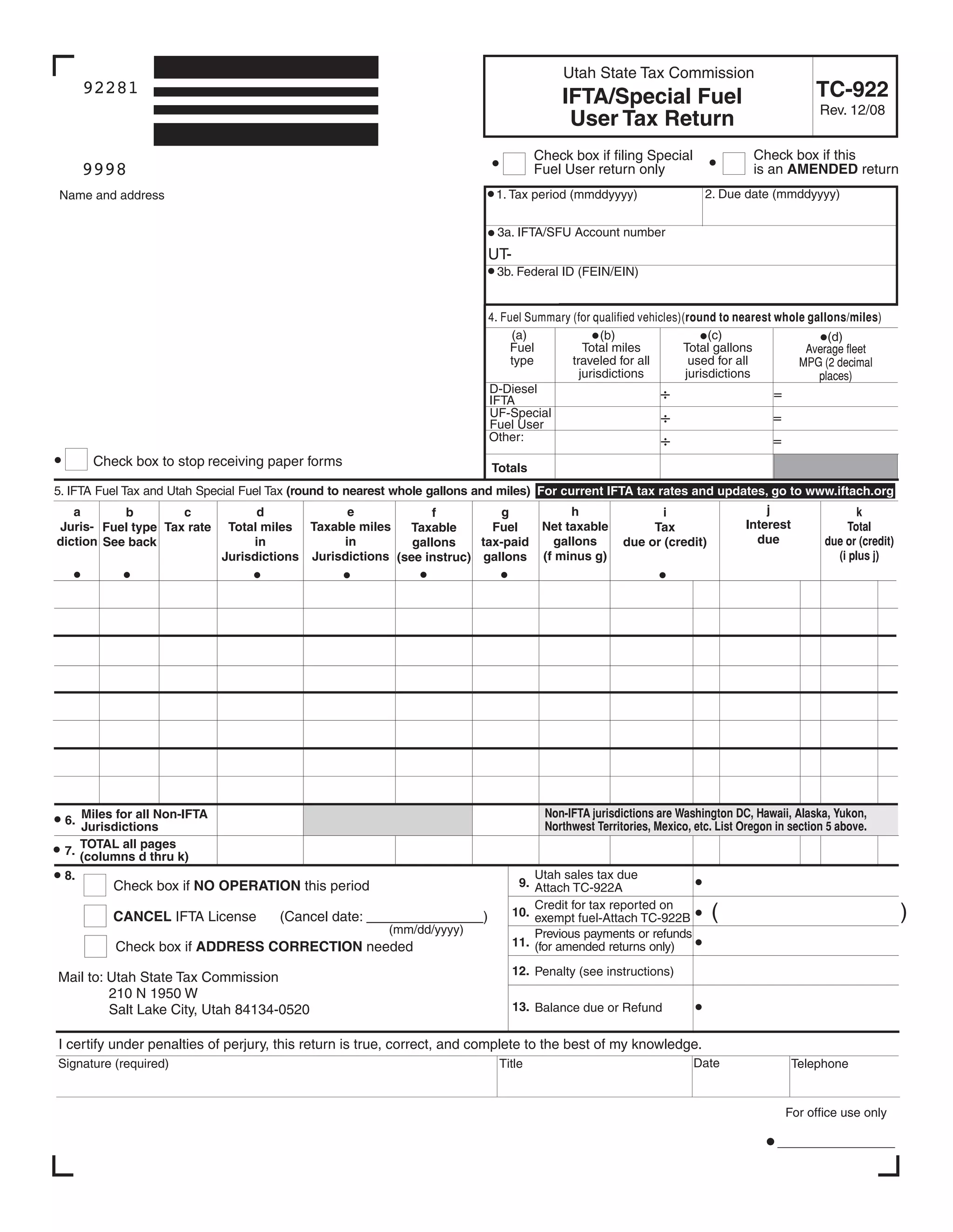 tax.utah.gov forms current tc tc922 PDF