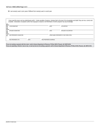 azdor.gov Forms 140EZf