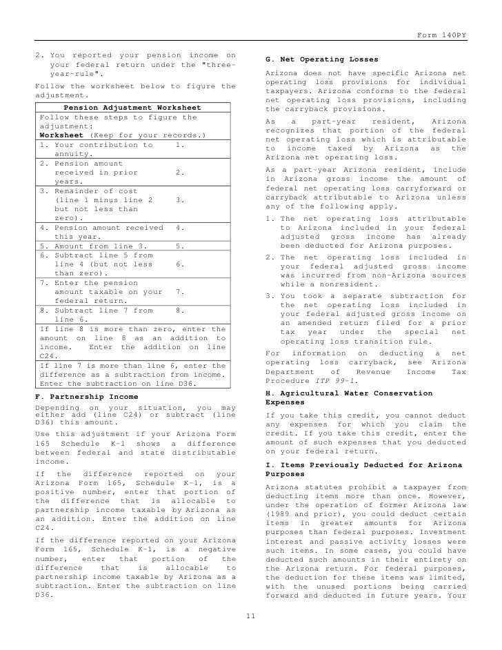 azdor.gov Forms 140pyi