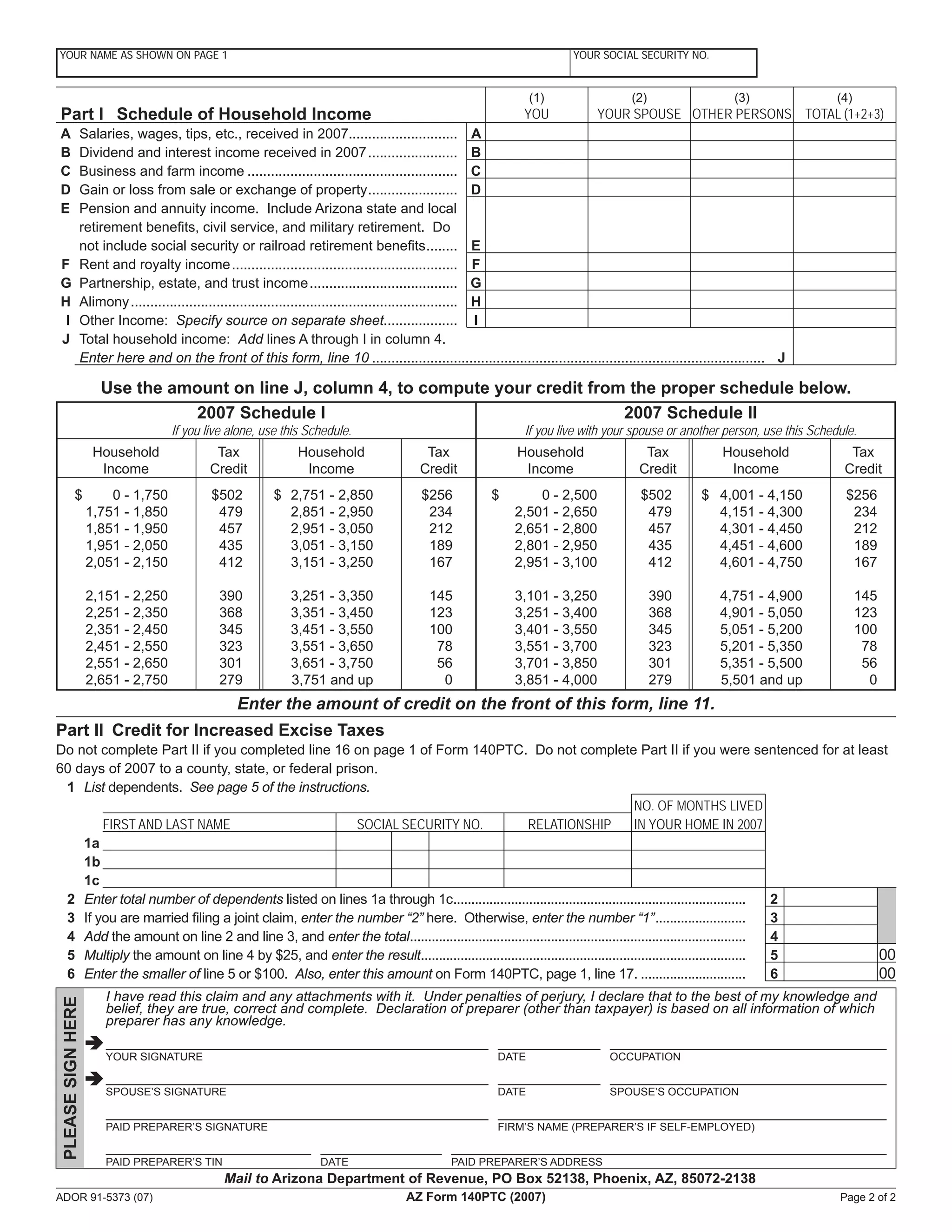 azdor.gov Forms 140PTC_F