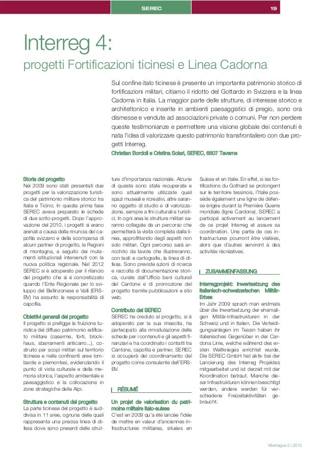 Interreg 4 Fortificazioni Ticinesi E Linea Cadorna Serec Sagl Econ