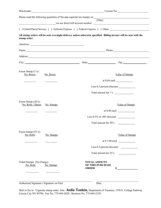 tax.state.nv.us documents Fuson Stamp Order Purchase