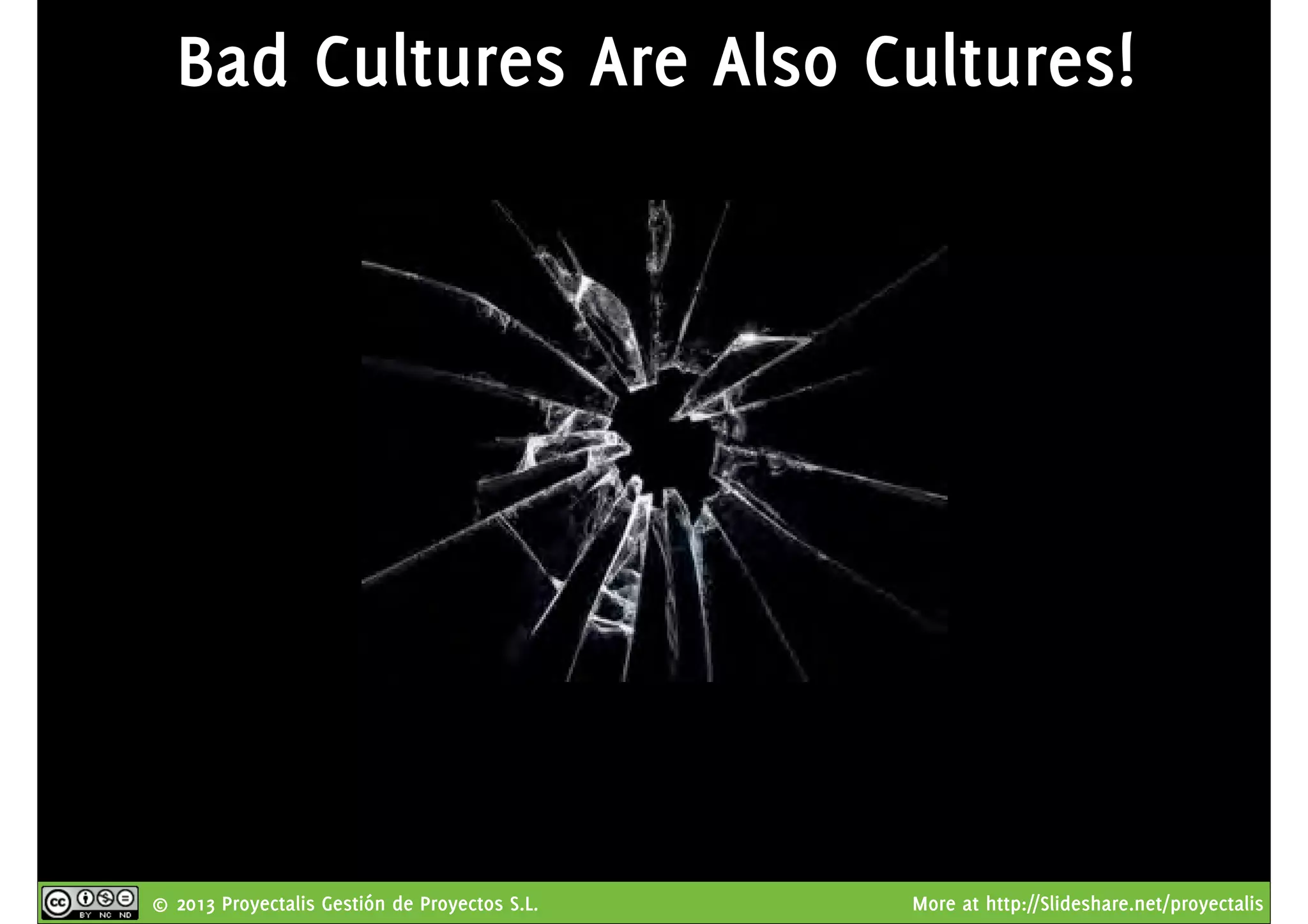 © 2013 Proyectalis Gestión de Proyectos S.L. More at http://Slideshare.net/proyectalis
Bad Cultures Are Also Cultures!
 