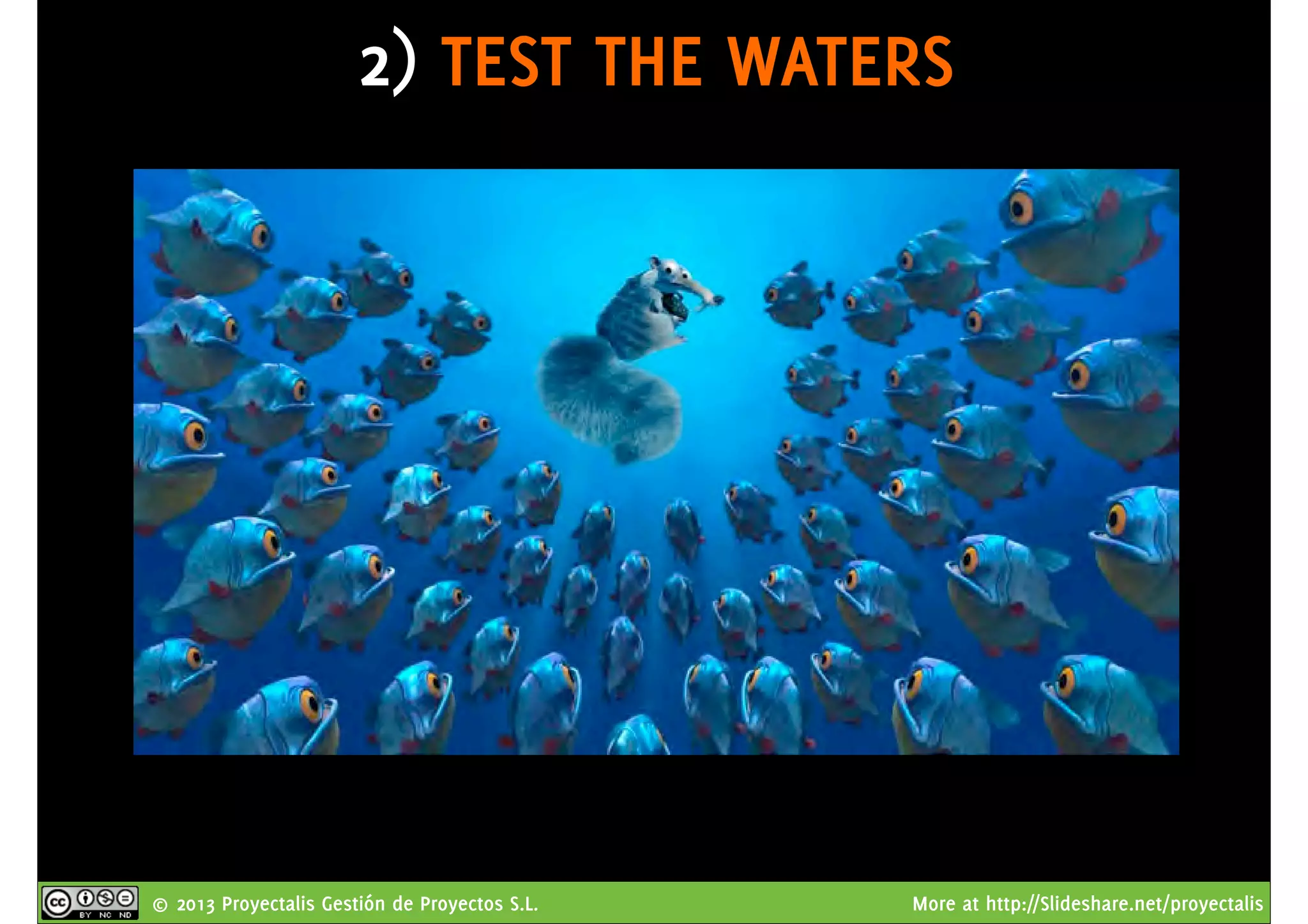 © 2013 Proyectalis Gestión de Proyectos S.L. More at http://Slideshare.net/proyectalis
2) TEST THE WATERS
 