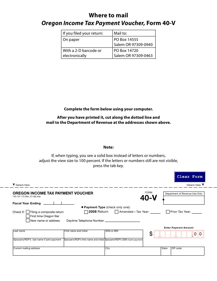 egov oregon gov dor pertax 101 172 08 oregon form 40 v