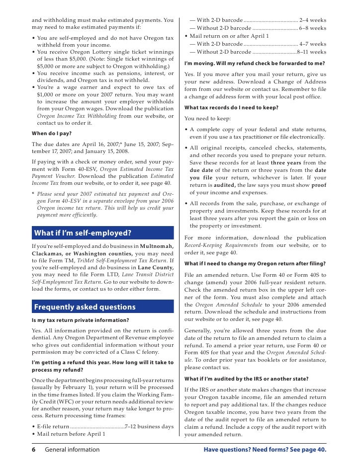 egov oregon gov dor pertax 101 043 06 oregon form 40 v