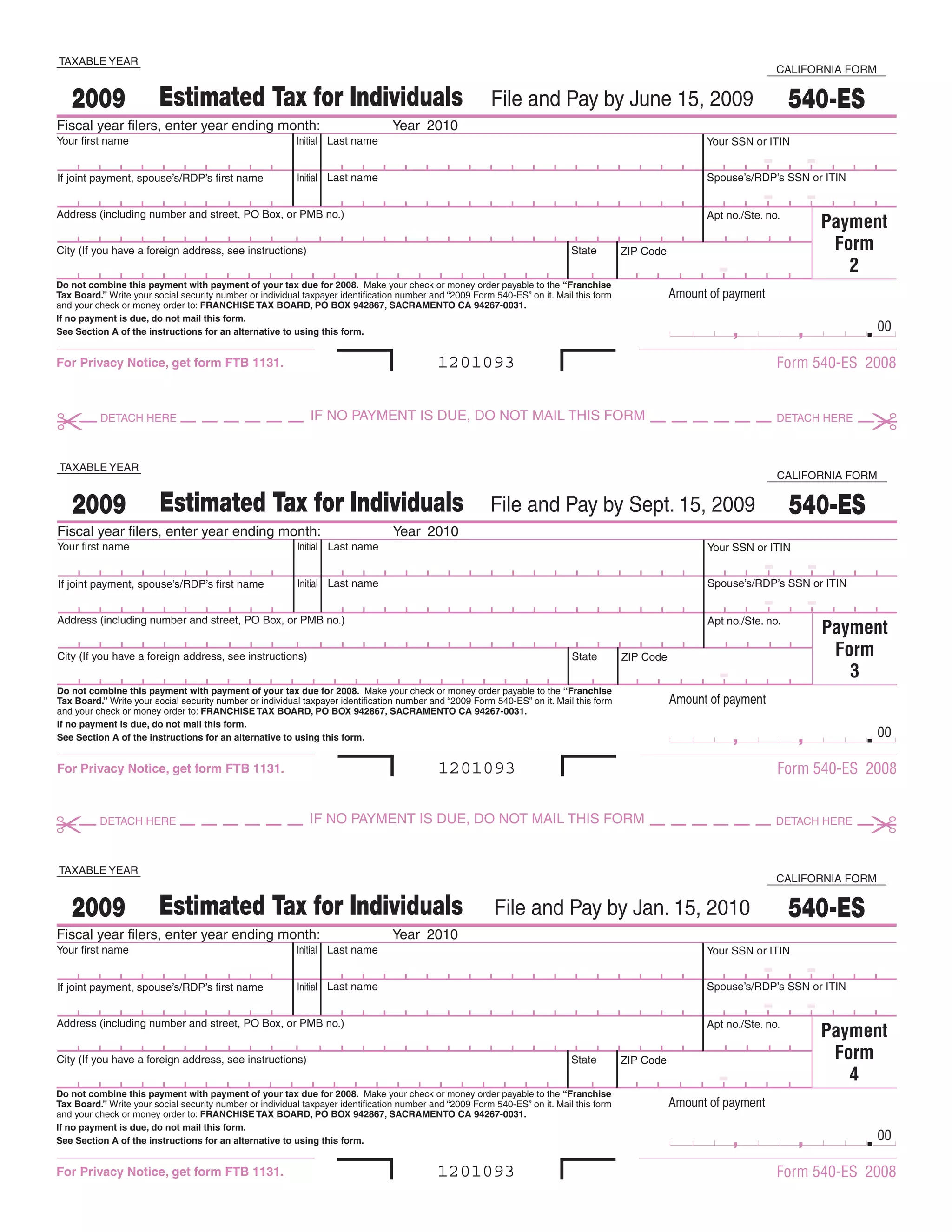 Form 540 Es California - fm5ncfr