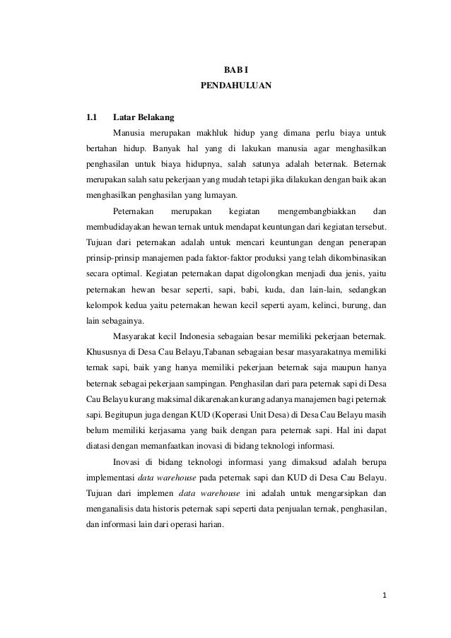 Implementasi Data Warehouse Guna Membantu Peternak Sapi Dan Kud Dalam