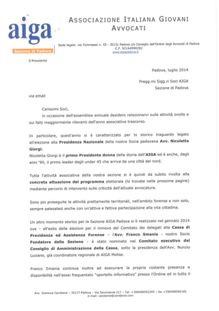Relazione assemblea Soci AIGA Padova Presidente Gianluca Carobene 07-2014