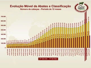 Evolução Móvel de Abates e Classificação
Número de cabeças - Período de 12 meses
 