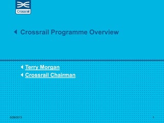 Terry Morgan
Crossrail Chairman
Crossrail Programme Overview
5/29/2013 1
 