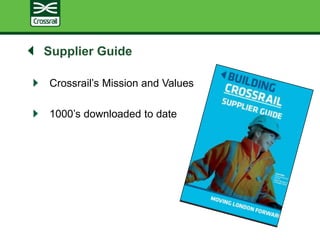 Supplier Guide
Crossrail’s Mission and Values
1000’s downloaded to date
 