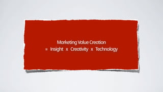 MarketingValueCreation
= Insight x Creativity x Technology
 
