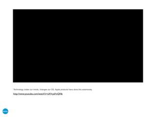 http://www.youtube.com/watch?v=aXV-yaFmQNk
Technology codes our minds, changes our OS. Apple products have done this extensively.
 