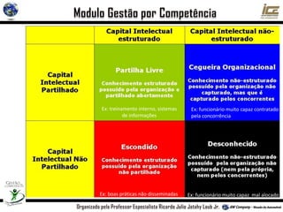Ex: funcionário muito capaz mal alocadoEx: boas práticas não disseminadas
Ex: treinamento interno, sistemas
de informações
Ex: funcionário muito capaz contratado
pela concorrência
 