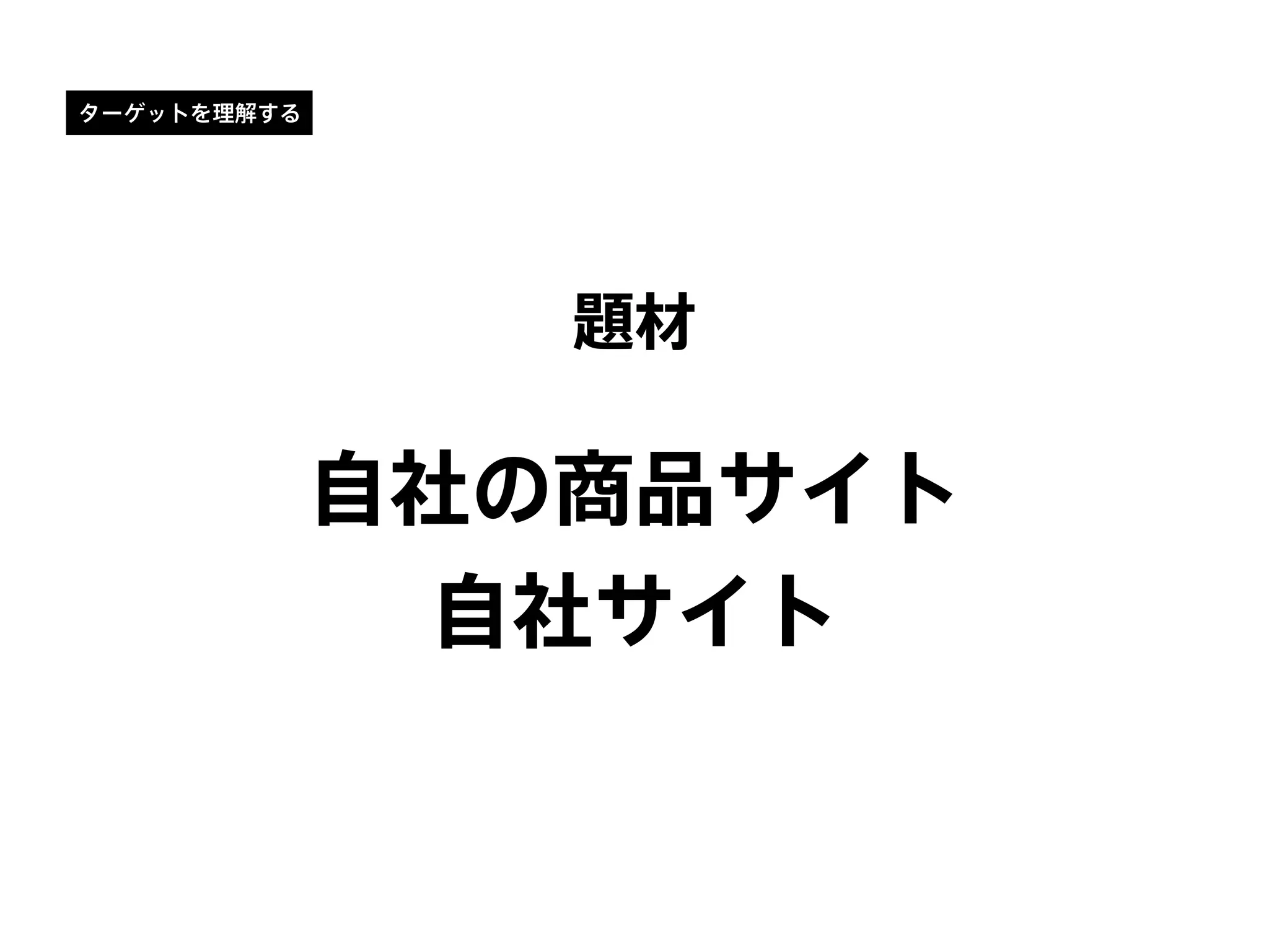 題材
自社の商品サイト
自社サイト
ターゲットを理解する
 
