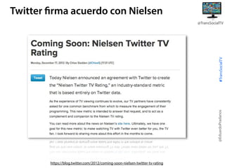 Twitter firma acuerdo con Nielsen

@EduardoPradanos

#TransSocialTV

@TransSocialTV

https://blog.twitter.com/2012/coming-soon-nielsen-twitter-tv-rating

 