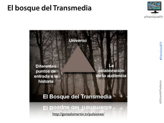 El bosque del Transmedia

@EduardoPradanos

#TransSocialTV

@TransSocialTV

http://gonzalomartin.tv/pulsiones/

 