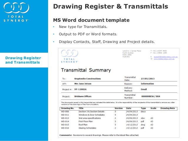 document transmittal format