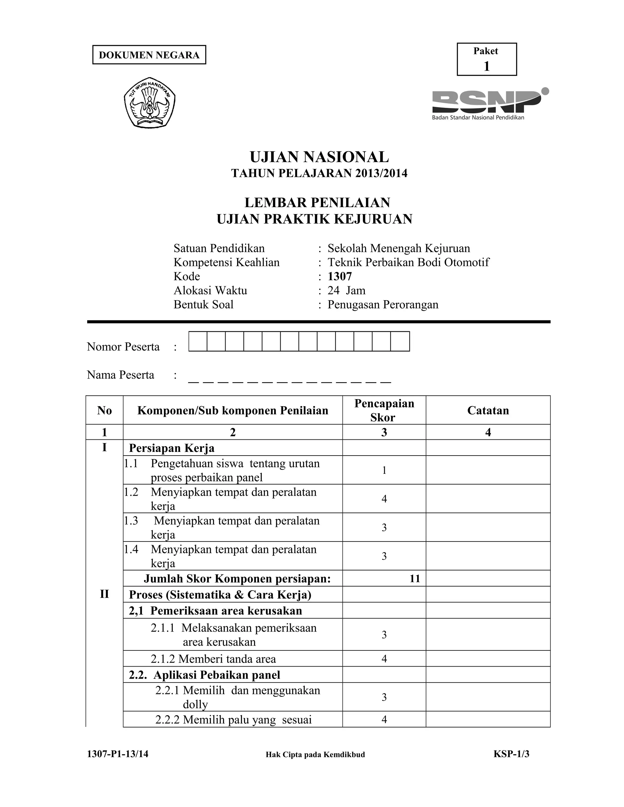 1307 p1-p psp-teknik perbaikan bodi otomotif-contoh | DOC