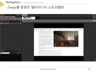The New Experience for NewsMediagotosa
New Music Experience
Zeega를 활용한 멀티미디어 스토리텔링
46
 