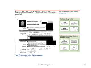 New Music Experience 83
The Guardian's MPs Expenses app
 