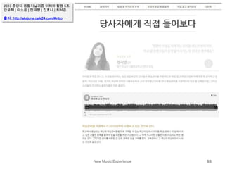 New Music Experience 88
2013 중앙대 융합저널리즘 이해와 활용 5조
안우혁 | 이소윤 | 전재형 | 진효나 | 최석준
출처 : http://akajune.cafe24.com/#intro
 
