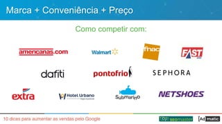 Marca + Conveniência + Preço
Como competir com:
 