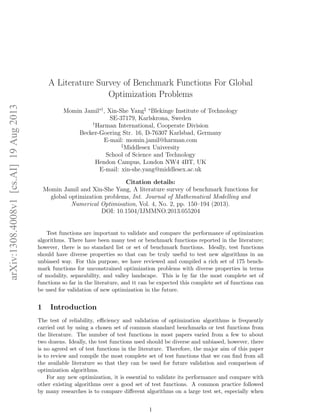 A Literature Survey of Benchmark Functions For Global Optimization ...