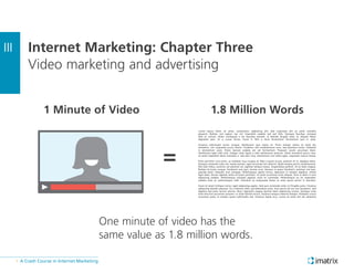 A Crash Course in Internet Marketing»
1 Minute of Video 1.8 Million Words
=
Lorem ipsum dolor sit amet, consectetur adipis...