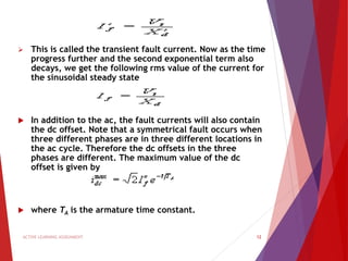 ELECTRICAL POWER SYSTEM - II. symmetrical three phase faults. PREPARED ...