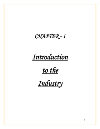 6
CHAPTER - 1
Introduction
to the
Industry
 