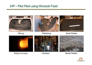 IHP – Pilot Plant using Wonarah Feed
15
Mixing
Rotary Furnace Hydrator Waste Pellets
Pelletising Dried Pellets
 