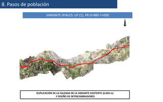 8. Pasos de población
VARIANTE IPIALES: UF (1), PR 0+980-7+000
DUPLICACIÓN DE LA CALZADA DE LA VARIANTE EXISTENTE (6.020 m)
Y DISEÑO DE INTERCAMBIADORES
 