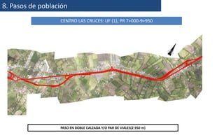 8. Pasos de población
CENTRO LAS CRUCES: UF (1), PR 7+000-9+950
PASO EN DOBLE CALZADA Y/O PAR DE VIALES(2.950 m)
 