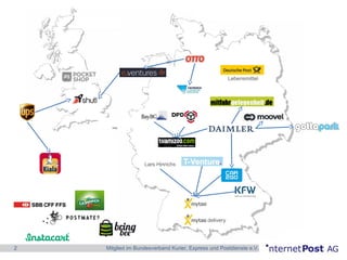 2 Mitglied im Bundesverband Kurier, Express und Postdienste e.V.
delivery
Lebensmittel
Lars Hinrichs
 