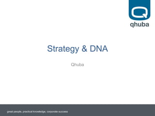 great people, practical knowledge, corporate success
Strategy & DNA
Qhuba
 