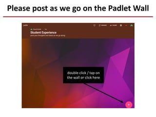 Please post as we go on the Padlet Wall
double click / tap on
the wall or click here
 