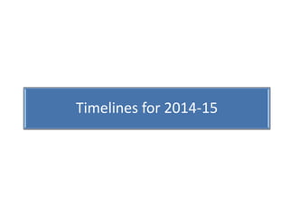 Timelines for 2014-15
 
