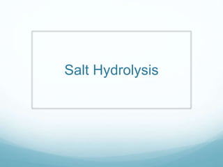 Salt Hydrolysis
 