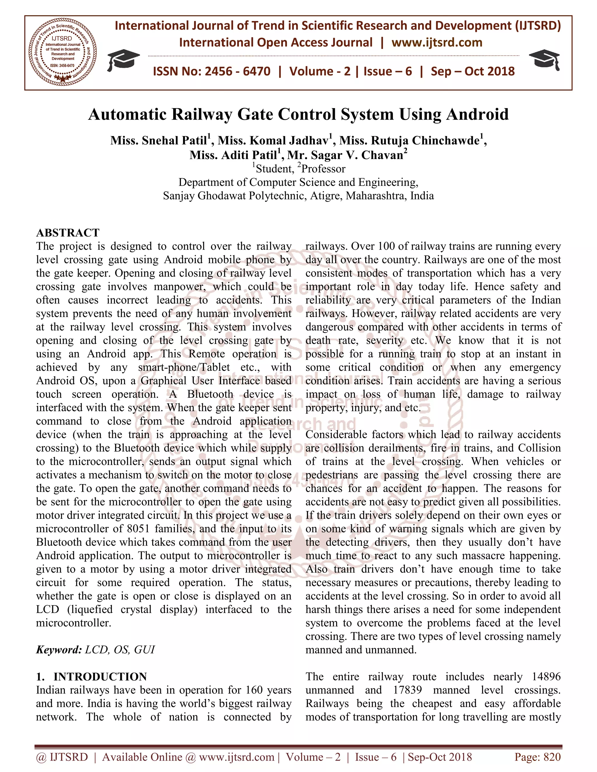Automatic Railway Gate Control System Using Android | PDF